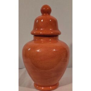 Vintage Orange Speckled Ceramic Ginger Jar w/ Lid – Mid Century Decor